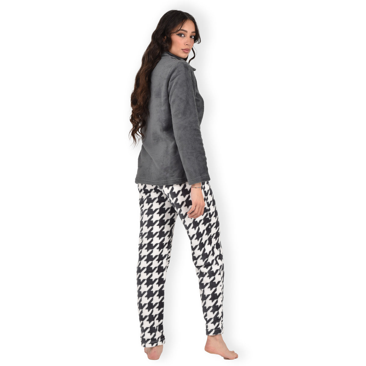 Pigiama donna invernale coral collo alto antracite infiore HML0813