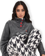 Pigiama donna invernale coral collo alto antracite infiore HML0813