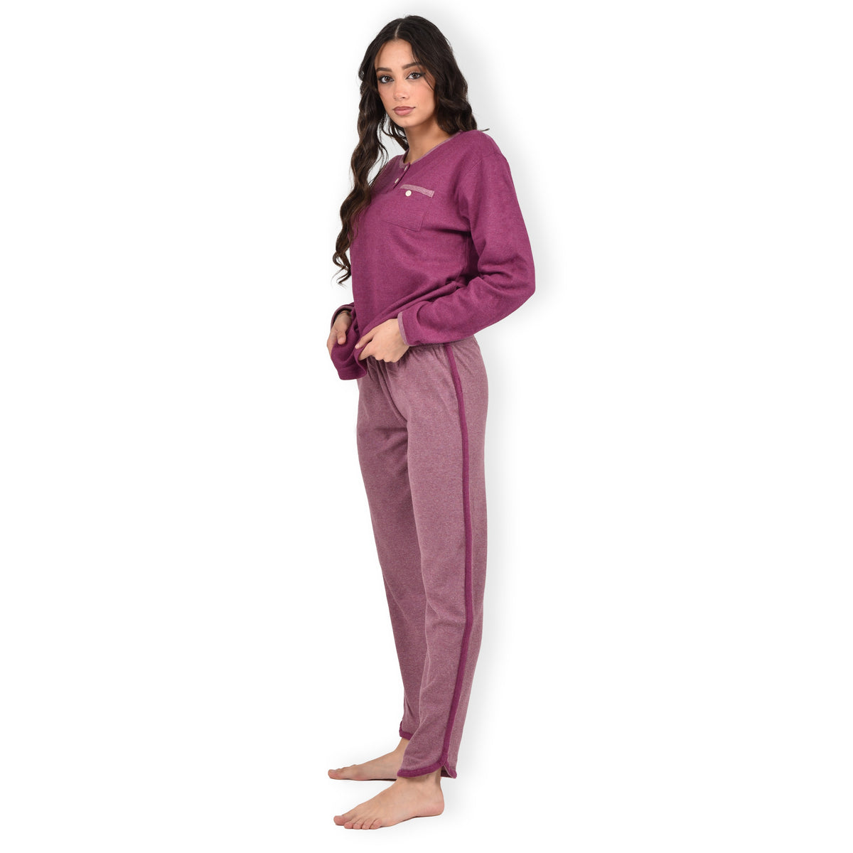 Pigiama donna punto milano prugna Cippi 2248