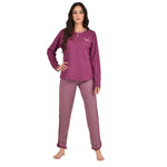 Pigiama donna punto milano prugna Cippi 2248