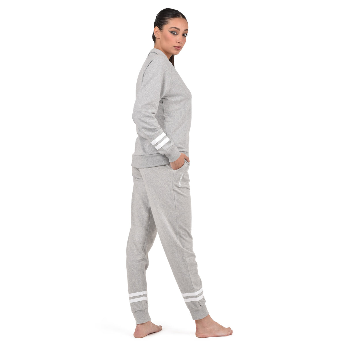 Tuta donna cotone Superga full zip SWS23201 grigio melange