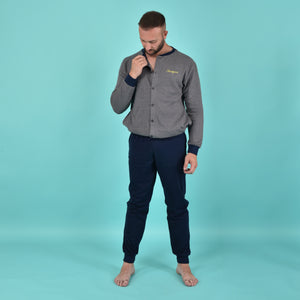Pigiama uomo Navigare 2141234 a giacca invernale caldo cotone grigio