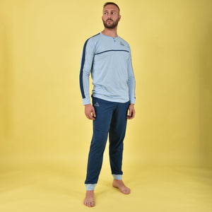 Pigiama uomo lungo cotone leggero Kappa 22803 celeste