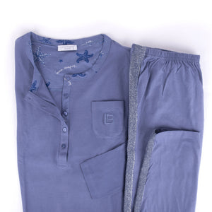 Pigiama donna Laura Biagiotti manica lunga cotone fascia lamè 96370 malva