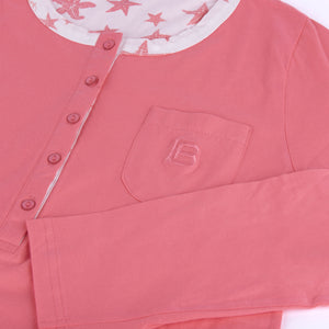 Pigiama donna Laura Biagiotti manica lunga cotone fascia lamè 96370 pesca