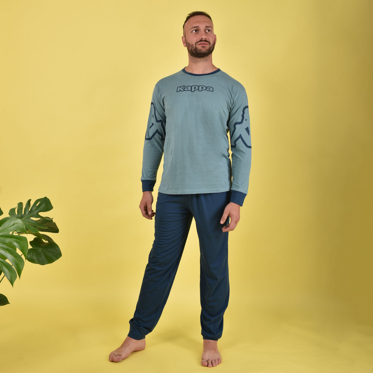 Pigiama Kappa uomo in cotone leggero sportivo KMS 22806 salvia