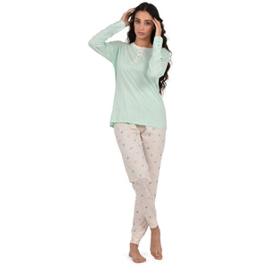 Pigiama donna 100% cotone Cippi 1955-B-S23 rosa menta