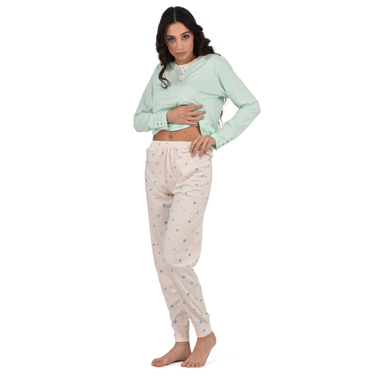 Pigiama donna 100% cotone Cippi 1955-B-S23 rosa menta