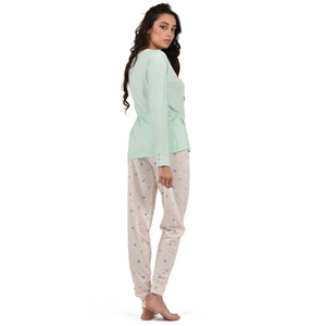 Pigiama donna 100% cotone Cippi 1955-B-S23 rosa menta