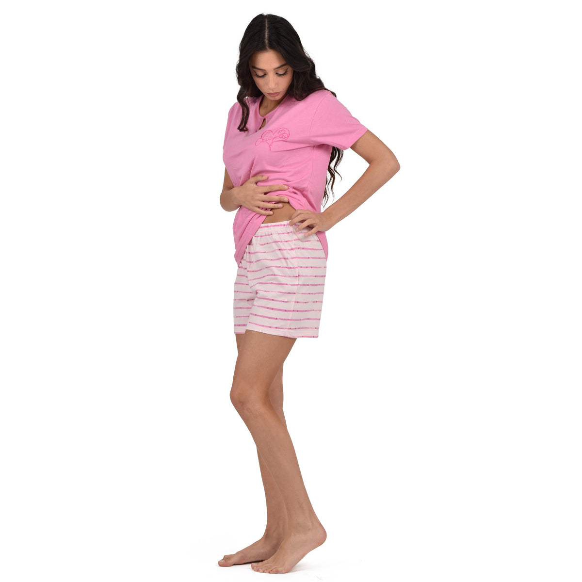 Pigiama donna corto Cippi 5706-S23 cotone rosa orchidea