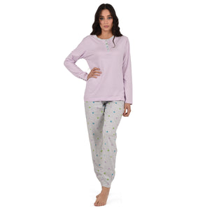 Pigiama donna 100% cotone Cippi 1955-B-S23 lavanda grigio melange