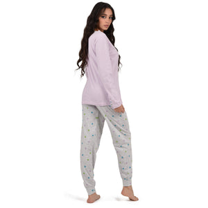 Pigiama donna 100% cotone Cippi 1955-B-S23 lavanda grigio melange