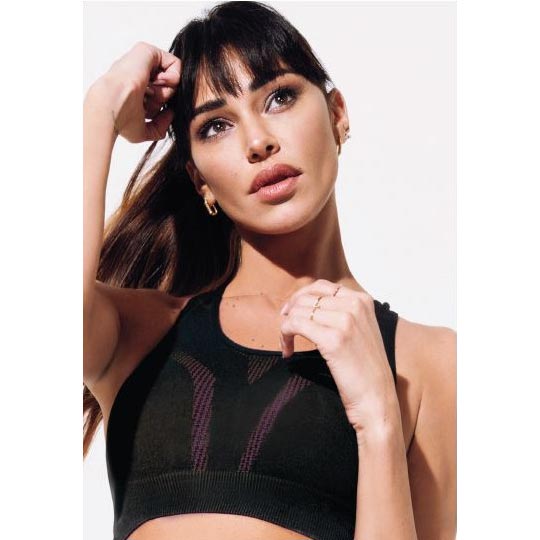 Reggiseno top sportivo Jadea fitness 110985 traspirante nero / fuxia