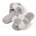 Pantofole con pon pon punta aperta donna grigio Preziosa 0062