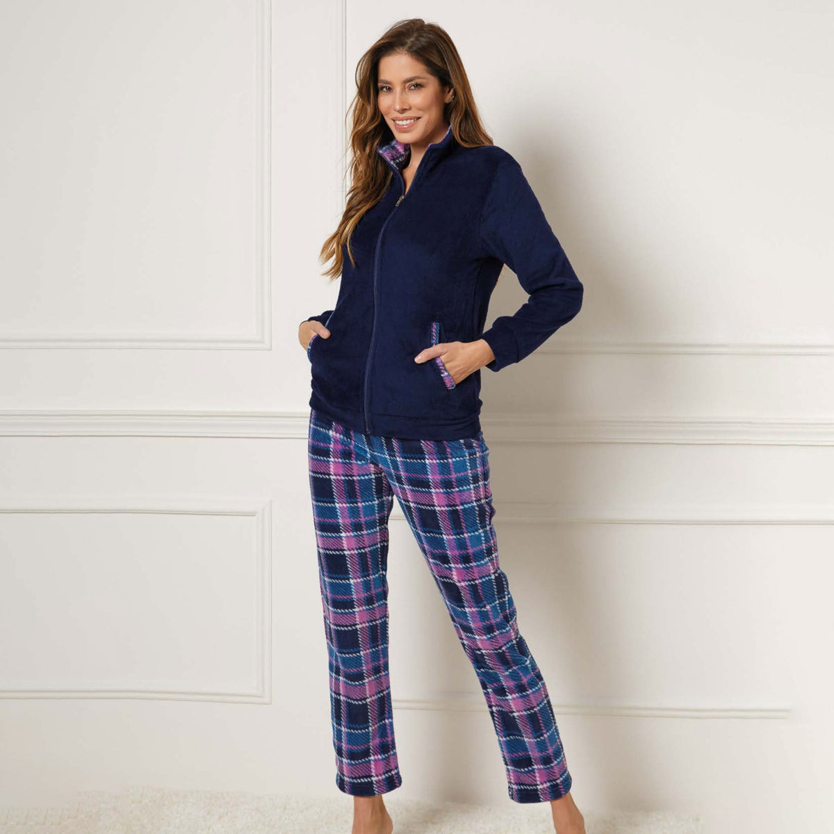 Pigiama aperto donna collo alto Coral Enrico Coveri EA6013