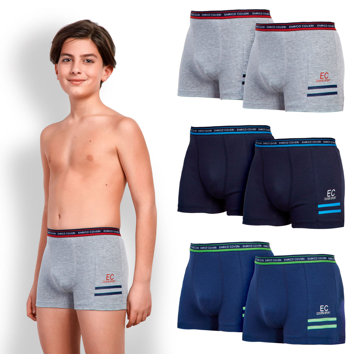 Boxer bambino ragazzo Enrico Coveri assortito EB4133 6 pz