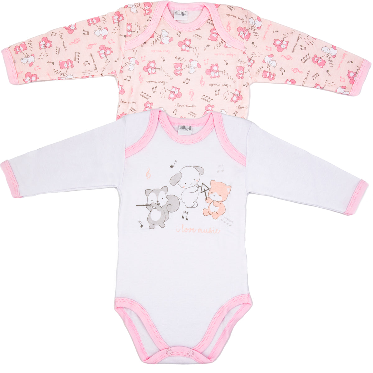 Body neonato Ellepi fantasia manica lunga caldo cotone 2 pz