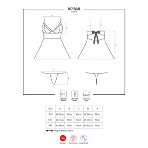 Sexy coordinato intimo babydoll + perizoma hot Obsessive 817-bab-1 nero