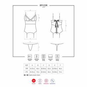 Corsetto reggicalze + perizoma Obsessive 817-cor-1 nero