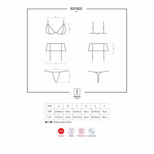 Sexy set intimo reggiseno + reggicalze + perizoma Obsessive 821-seg-1 nero