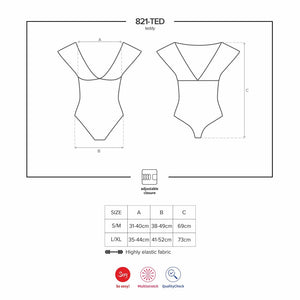 Body sexy Obsessive 821-ted-1 nero rete e pizzo