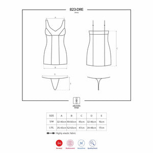 Sexy mini abito + perizoma hot lingerie Obsessive 823-dre-1 nero