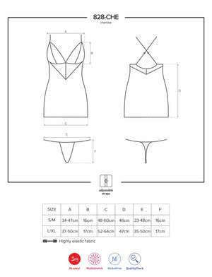 Sexy sottoveste + perizoma Obsessive 828-CHE-1