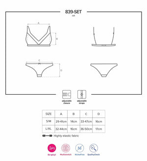 Sensuale set reggiseno + brasiliana Obsessive 839-set-1 nero