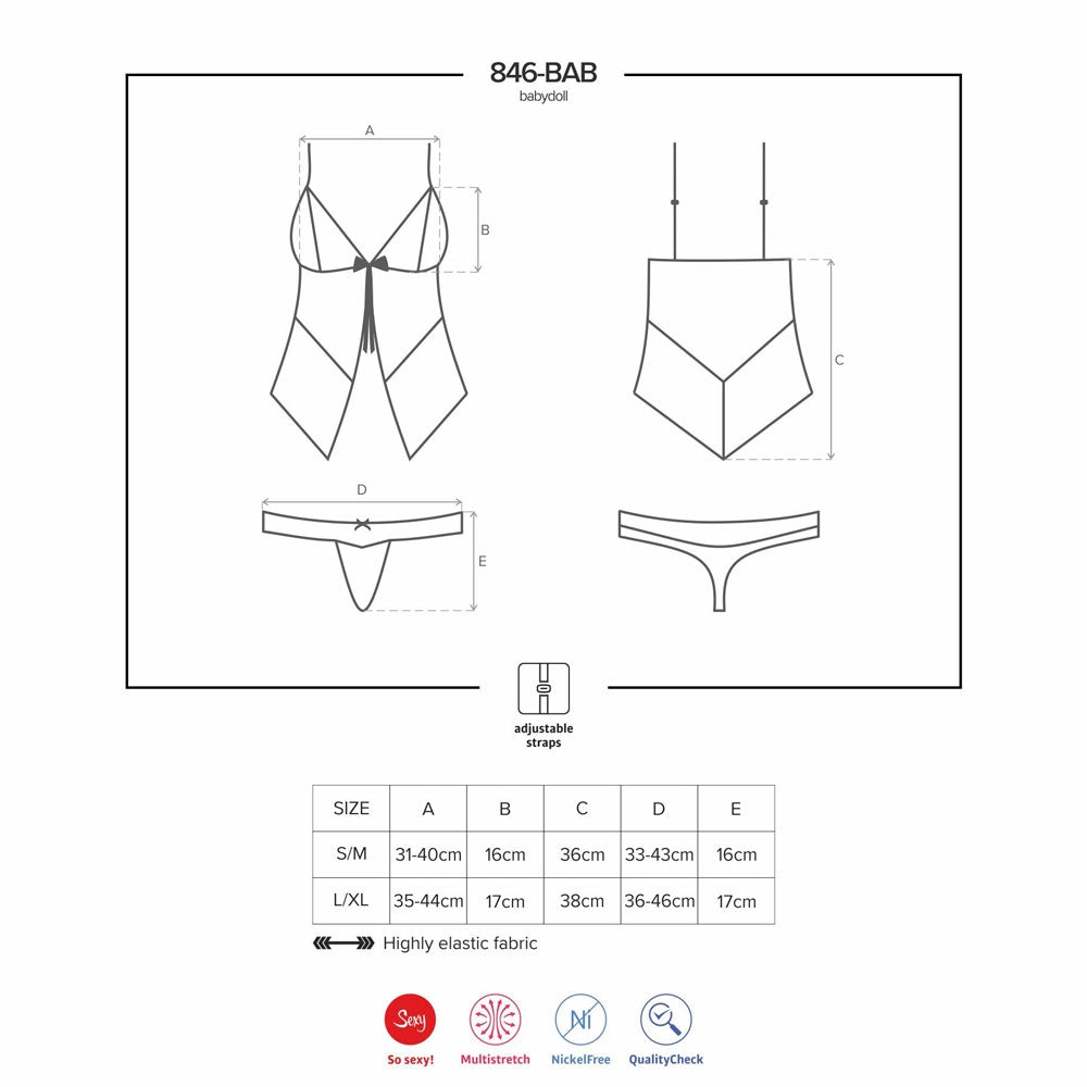 Sexy completino intimo babydoll + perizoma Obsessive 846-bab-1