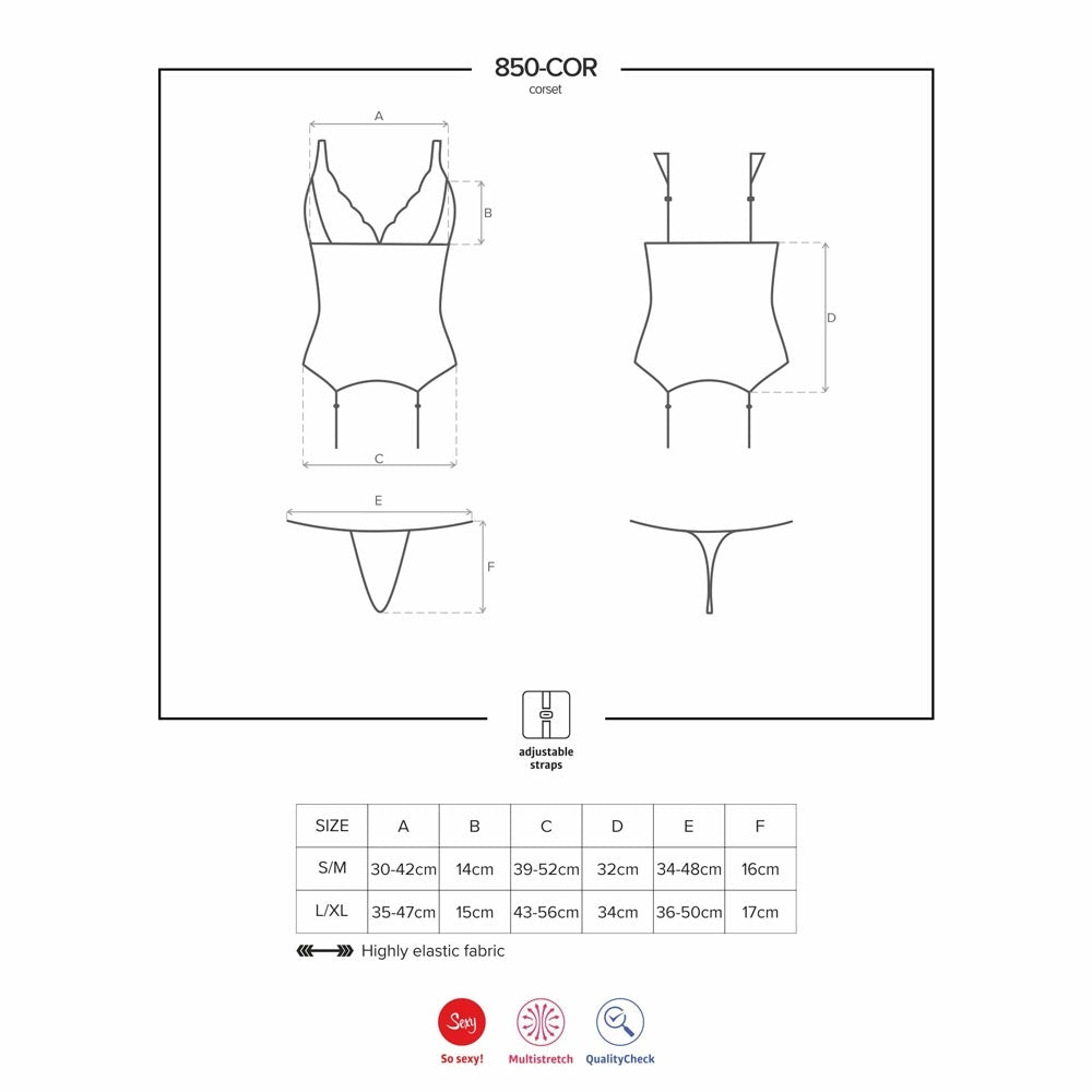 Sexy set corsetto reggicalze + perizoma Obsessive 850-cor-6