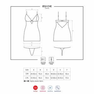 Sexy sottoveste + perizoma Obsessive 852-che-1 rete 2 pz
