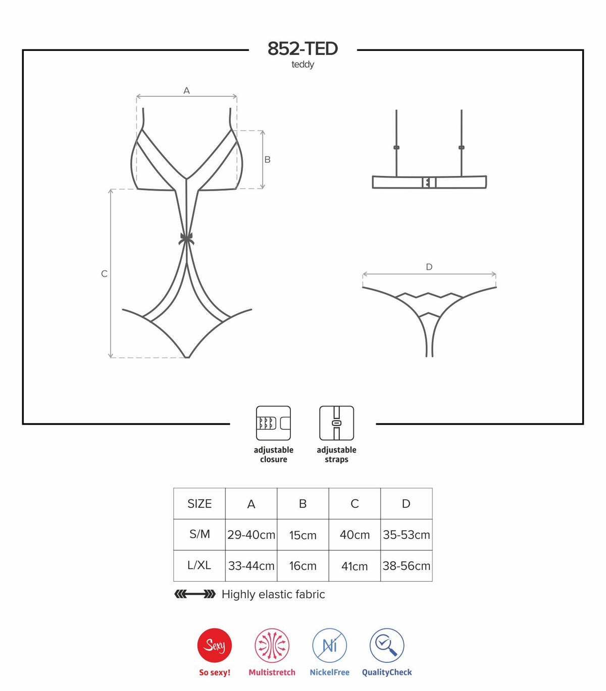 Sexy completino intimo Obsessive 852-ted-1 nero
