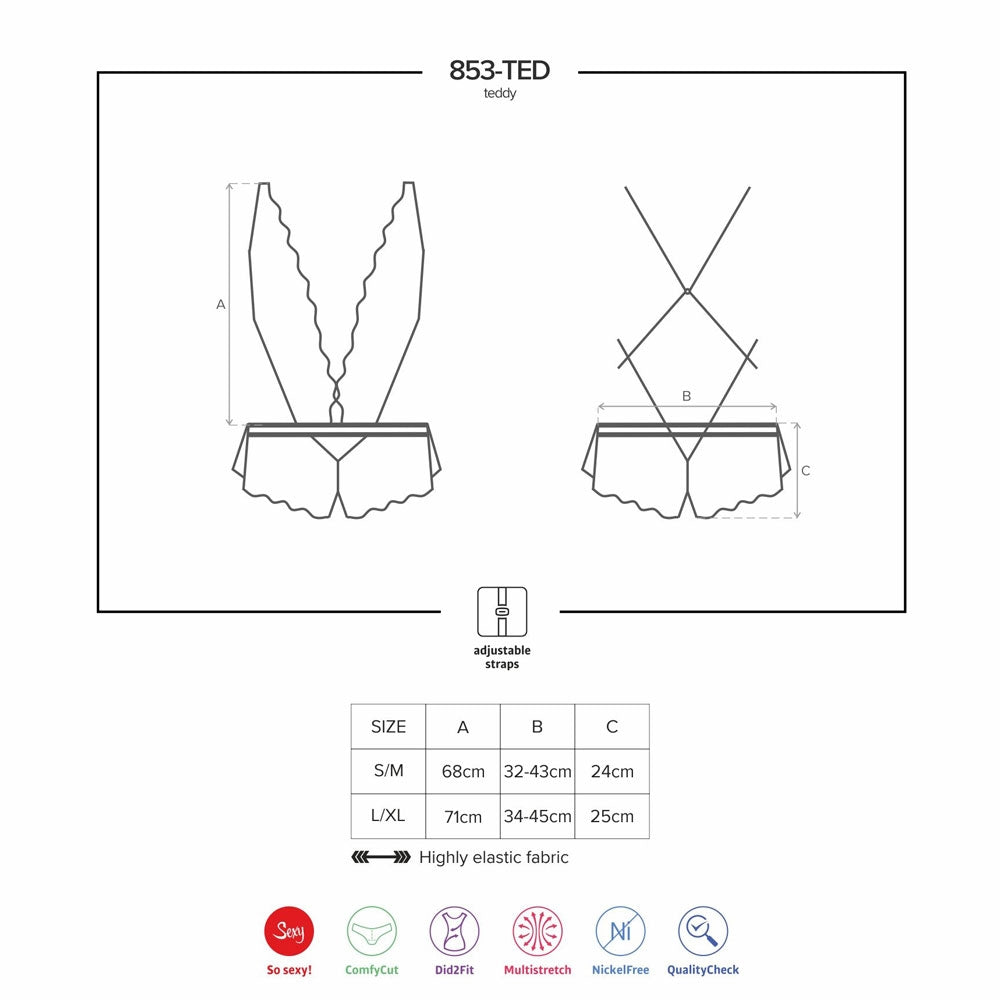 Sexy body shorts Obsessive 853-ted-1 hot scollo profondo