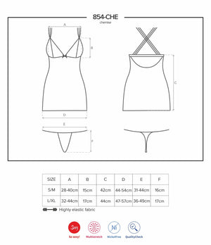 Sexy sottoveste + perizoma Obsessive 854-CHE-1 trasparente