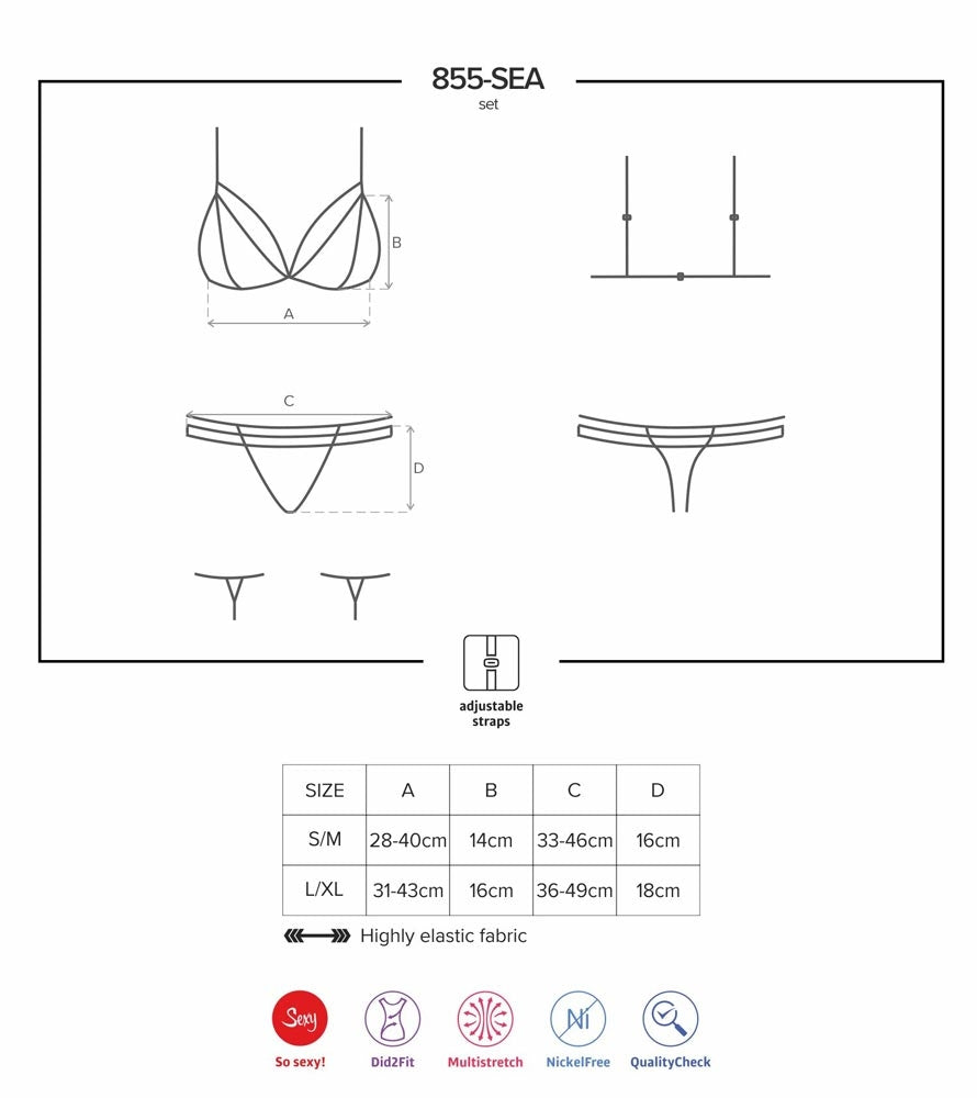 Sexy reggiseno perizoma bretelle reggicalze Obsessive 855-sea-1