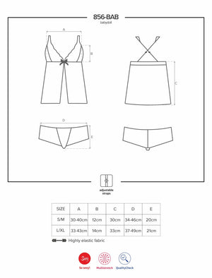 Sexy coordinato babydoll + short Obsessive 856-bab-1 nero