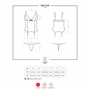Sexy corsetto reggicalze + perizoma Obsessive 856-cor-1 nero