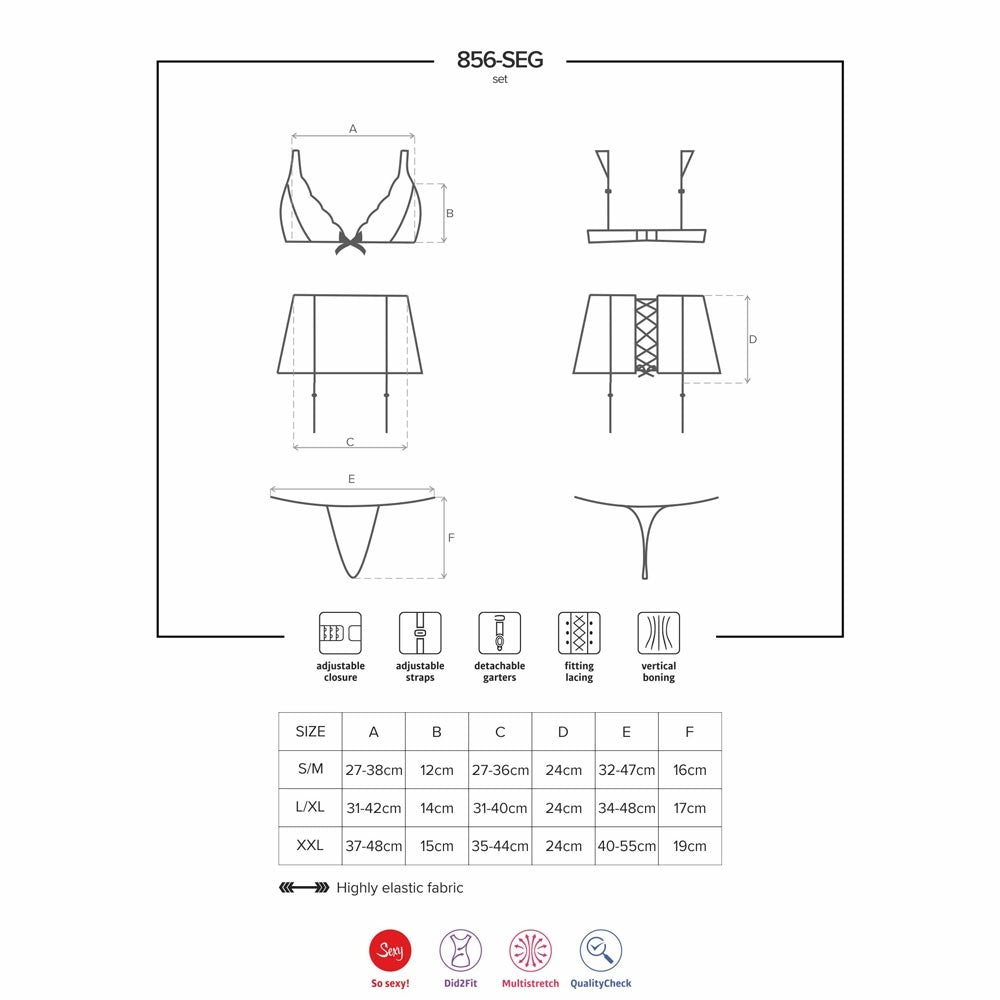 Sensuale set reggiseno + reggicalze + perizoma Obsessive 856-seg-1