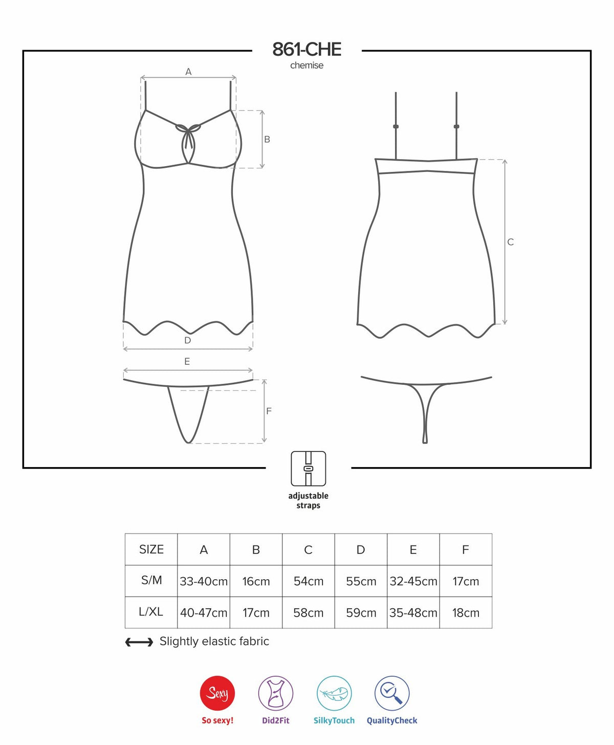 Sexy sottoveste + perizoma Obsessive 861-CHE-5