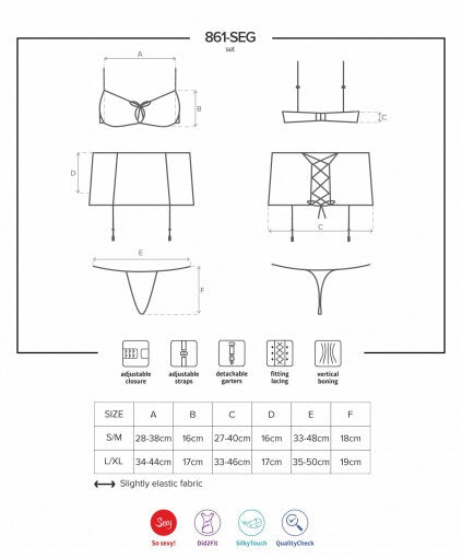 Sexy set reggiseno reggiseno reggicalze e perizoma 861-seg-5