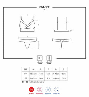 Sexy coordinato reggiseno + perizoma Obsessive 864-set-1 nero