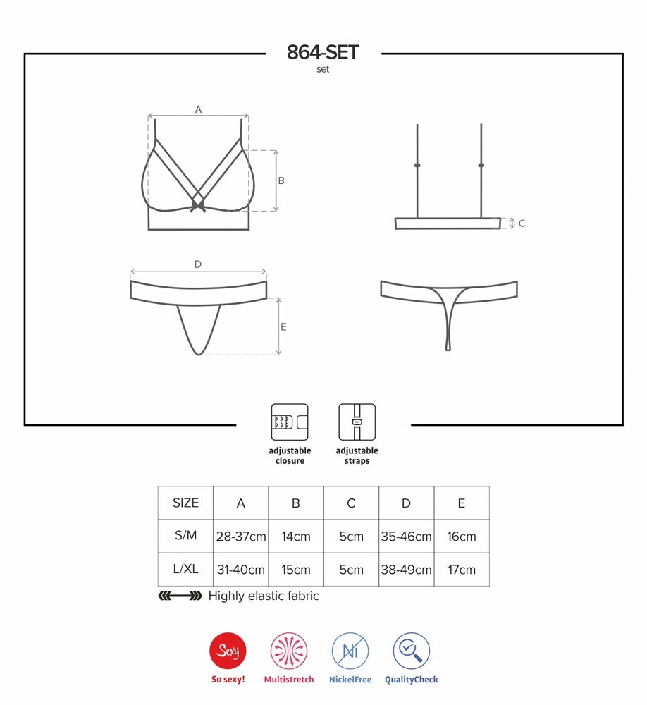 Sexy coordinato reggiseno + perizoma Obsessive 864-set-1 nero