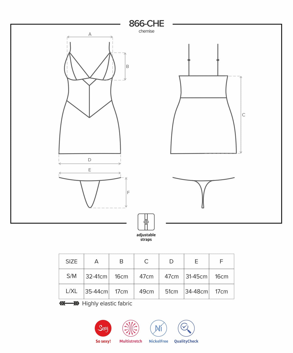 Sexy sottoveste + perizoma Obsessive 866-che-1