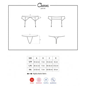 Obsessive reggicalze pizzo con gioiello + perizoma Charms 2 pz