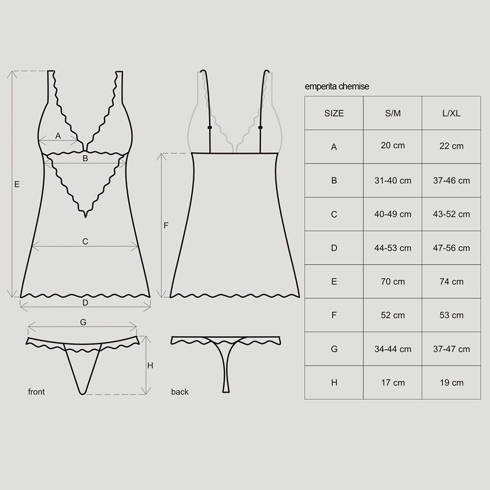 Sexy sottoveste + perizoma Obsessive emperita chemise e thong