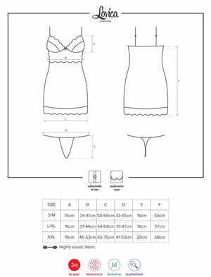 Sexy sottoveste + perizoma Obsessive Lovica chemise e thong rosso