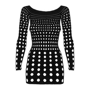 Sexy mini abitino traforato Obsessive rocker dress nero