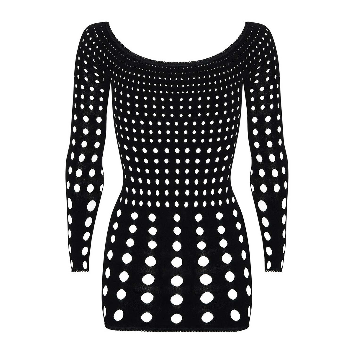 Sexy mini abitino traforato Obsessive rocker dress nero