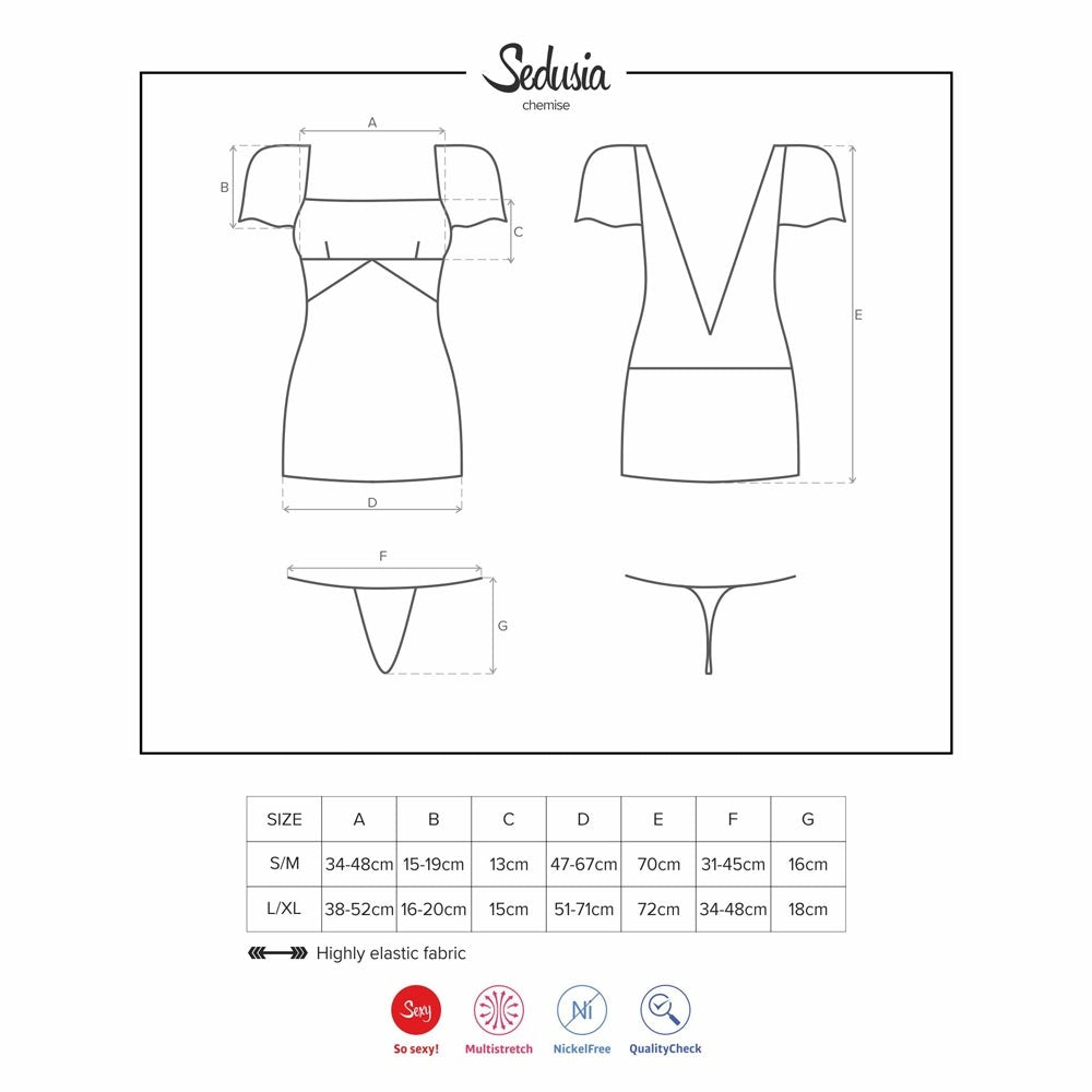 Sexy abito Obsessive sedusia chemise e thong con gioiello
