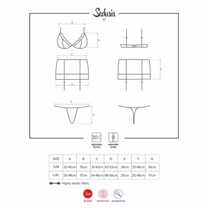 Sexy set reggiseno + perizoma + reggicalze Obsessive sedusia